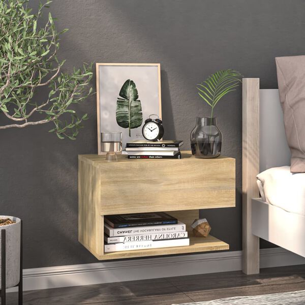 vidaXL Wall-mounted Bedside Cabinet Sonoma Oak