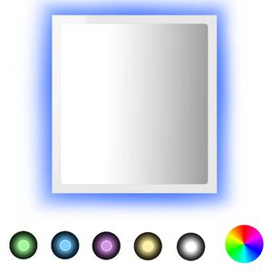 vidaXL LED Bathroom Mirror High Gloss White 40x8,5x37 cm Acrylic
