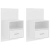 vidaXL Wall-mounted Bedside Cabinets 2 pcs High Gloss White
