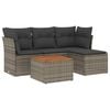 vidaXL 5 Piece Garden Sofa Set with Cushions Grey Poly Rattan