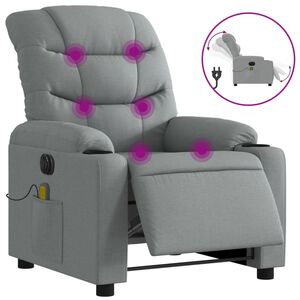 vidaXL Electric Massage Recliner Chair Light Grey Fabric
