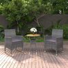 vidaXL 3 Piece Garden Dining Set Poly Rattan Grey