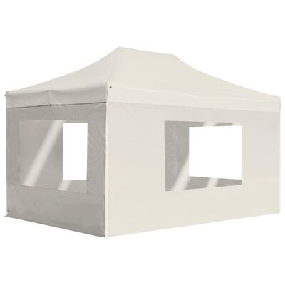 vidaXL Professional Folding Party Tent with Walls Aluminium 4.5x3 m Cream