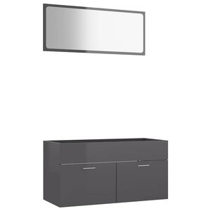 vidaXL 2 Piece Bathroom Furniture Set High Gloss Grey Engineered Wood
