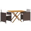 vidaXL 3 Piece Garden Dining Set with Cushions Brown