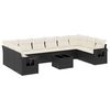 vidaXL 11 Piece Garden Sofa Set with Cushions Black Poly Rattan