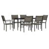 vidaXL 7 Piece Garden Dining Set Black Steel and Textilene