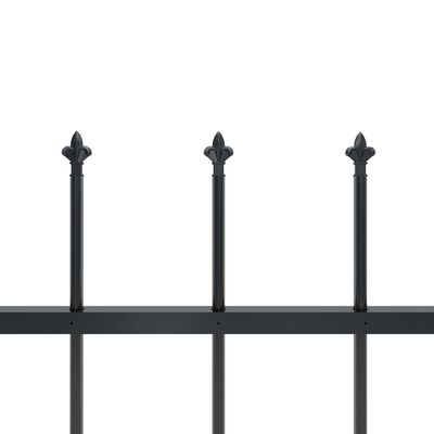 vidaXL Garden Fence with Spear Top Steel 1.7x1 m Black