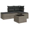 vidaXL 5 Piece Garden Sofa Set with Cushions Grey Poly Rattan