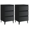 vidaXL Bed Cabinet with Metal Legs 2 pcs High Gloss Black 40x35x69 cm
