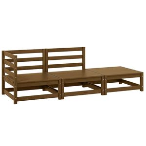 vidaXL 3 Piece Garden Lounge Set Honey Brown Solid Pinewood