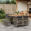 vidaXL 9 Piece Garden Dining Set with Cushions Grey Poly Rattan