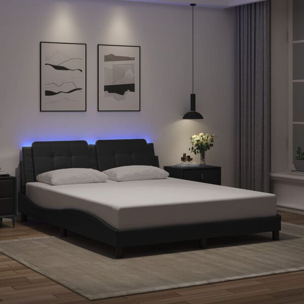 vidaXL Bed Frame with LED without Mattress "Zadar" Black 152x203 cm