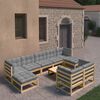 vidaXL 10 Piece Garden Lounge Set with Cushions Solid Pinewood