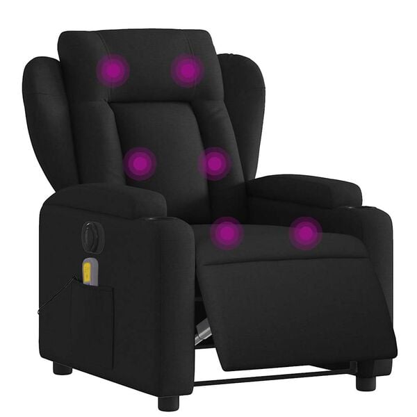 vidaXL Electric Massage Recliner Chair Black Fabric
