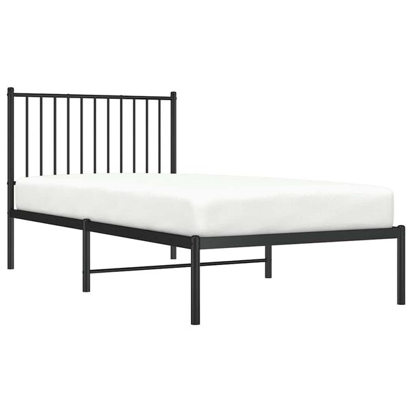 vidaXL Metal Bed Frame without Mattress with Headboard Black 90x190cm