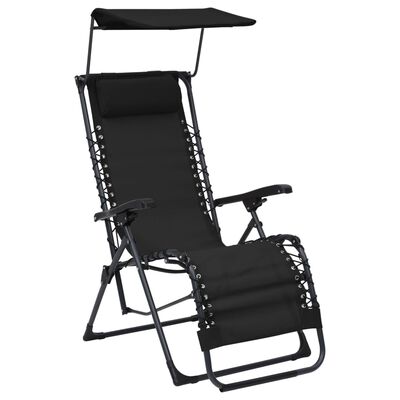 vidaXL Folding Deck Chair Textilene Black