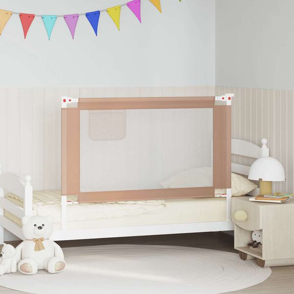 vidaXL Toddler Safety Bed Rail Taupe 120x25 cm Fabric