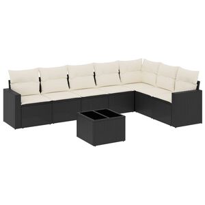 vidaXL 8 Piece Garden Sofa Set with Cushions Black Poly Rattan