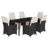 vidaXL 7 Piece Garden Dining Set with Cushions Black Poly Rattan