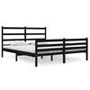 vidaXL Bed Frame without Mattress Black Solid Wood Double