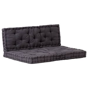 vidaXL Pallet Floor Cushions 2 pcs Cotton Black