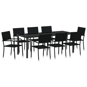 vidaXL Garden Dining Set 9 pcs Black Poly Rattan