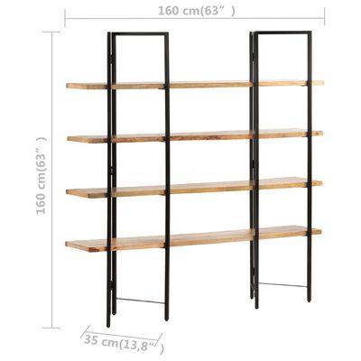 vidaXL 4-Tier Bookcase 160x35x160 cm Solid Mango Wood