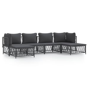 vidaXL 6 Piece Garden Lounge Set with Cushions Anthracite Steel