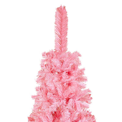 vidaXL Slim Pre-lit Christmas Tree with Ball Set Pink 210 cm