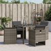 vidaXL Garden Chairs with Cushions 4 pcs Grey Poly Rattan