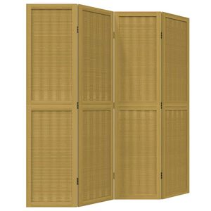 vidaXL Room Divider 4 Panels Brown Solid Wood Paulownia