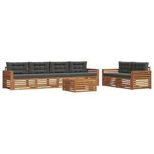 vidaXL Outdoor Sofa Set 7 pcs Natural and Anthracite