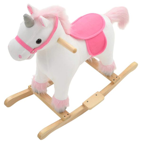 vidaXL Rocking Animal Unicorn Plush 65x32x58 cm White and Pink