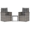 vidaXL 3 Piece Outdoor Lounge Set with Cushions Poly Rattan Grey