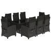 vidaXL 9 Piece Garden Dining Set with Cushions Black Poly Rattan