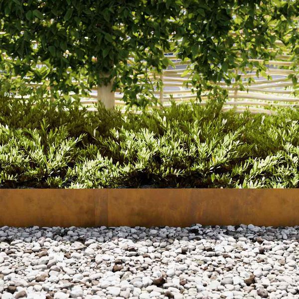 vidaXL Lawn Edging 50 pcs Brown 100 x 0.05 x 20 cm Weathering Steel