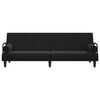 vidaXL Sofa Bed with Armrests Black Velvet