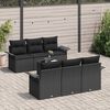 vidaXL Garden Sofa Set with Cushion 7 pcs Black Poly Rattan