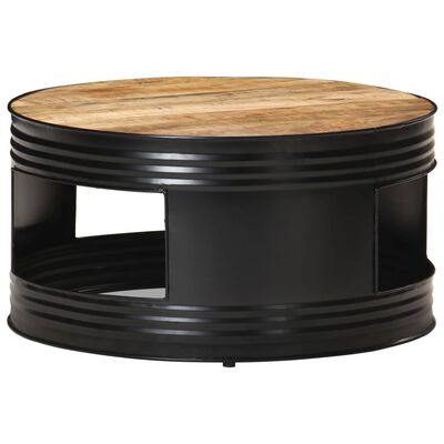 vidaXL Coffee Table Black 68x68x36 cm Solid Rough Mango Wood