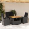 vidaXL 4 Piece Garden Dining Set with Cushions Black Poly Rattan