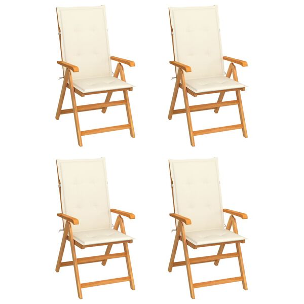 vidaXL Garden Chairs 4 pcs with Cream Cushions Solid Teak Wood
