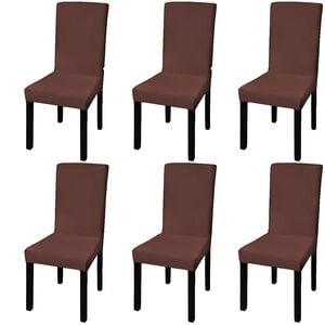 vidaXL Chair Cover | Set of 6 | Brown | Polyester: 90%, Elastane: 10%