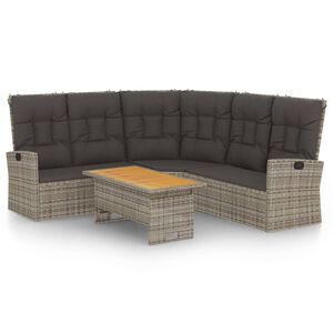 vidaXL 2 Piece Garden Lounge Set with Cushions Grey Poly Rattan