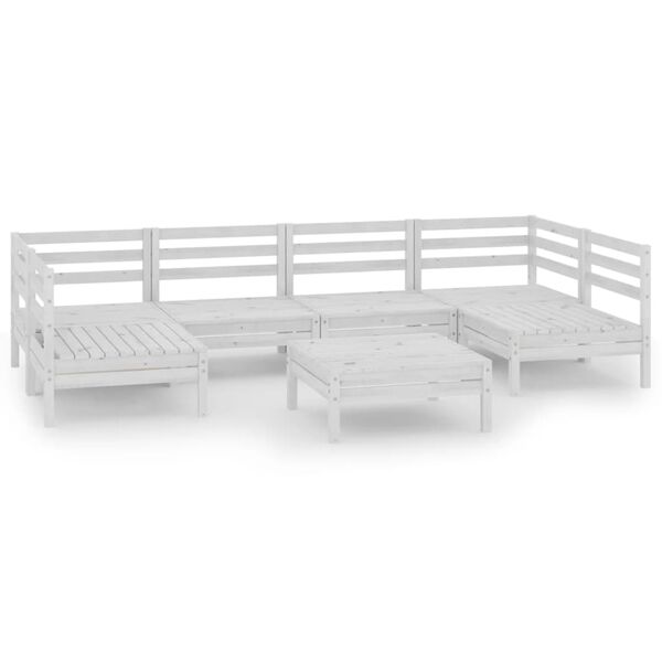vidaXL 7 Piece Garden Lounge Set White Solid Wood Pine