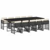 vidaXL 11 Piece Garden Dining Set with Cushions Black Poly Rattan