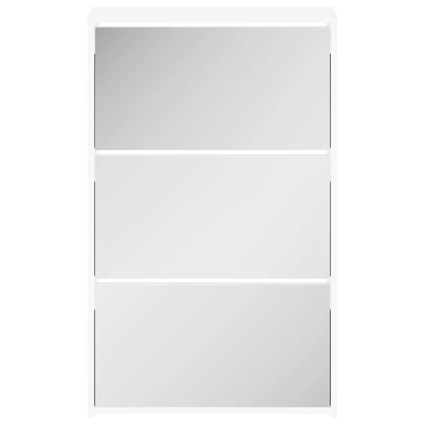 vidaXL Shoe Cabinet 3-Layer Mirror White 63x17x102.5 cm