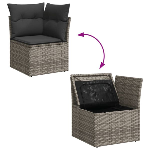 vidaXL 5 Piece Garden Sofa Set with Cushions Grey Poly Rattan
