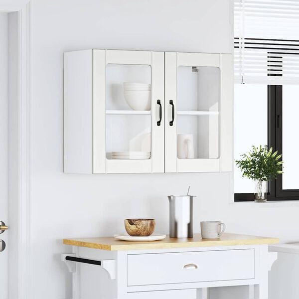 vidaXL Kitchen Wall Cabinet with Glass Door Lucca White Engineered Wood