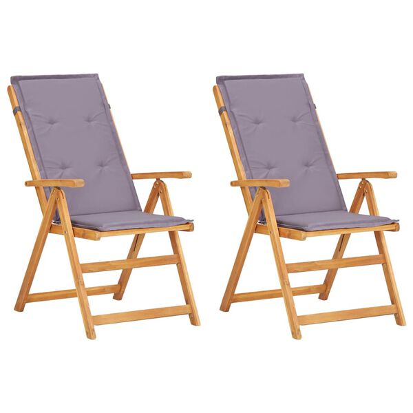 vidaXL Reclining Garden Chairs 2 pcs Brown Solid Acacia Wood